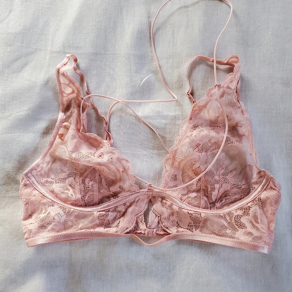 Pink lace bralette
